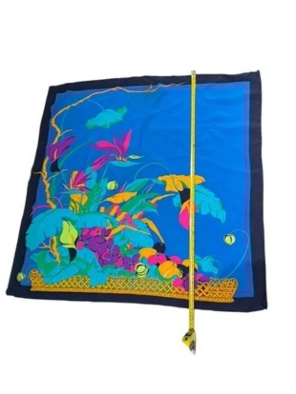 Vintage Jean Patou Tropical Print Silk Scarf
